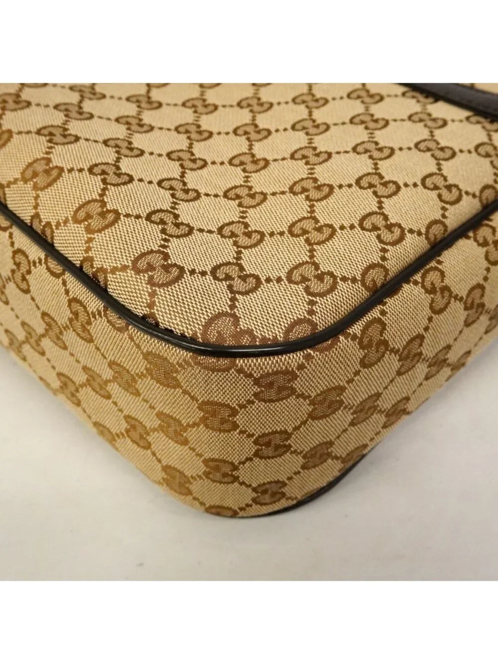 Gucci Shoulder Bag GG Canvas Brown Silver